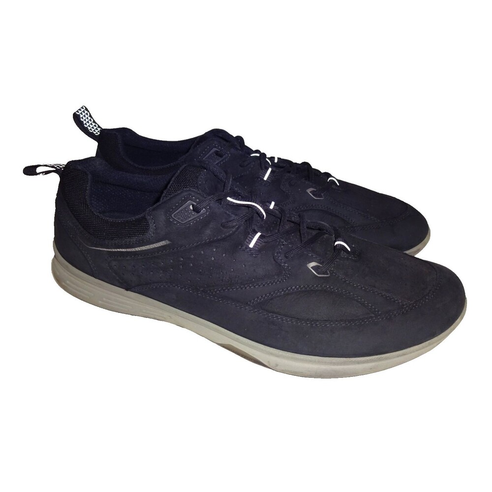 ECCO Exceed Walking Sneaker Shoe Nubuck Leather Men's 12-12.5 Comfort Black